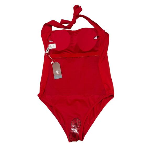 Tummy Control Halter Ruched Push Up Slimming One-Piece Swimsuit NWT Size M - Picture 6 of 8